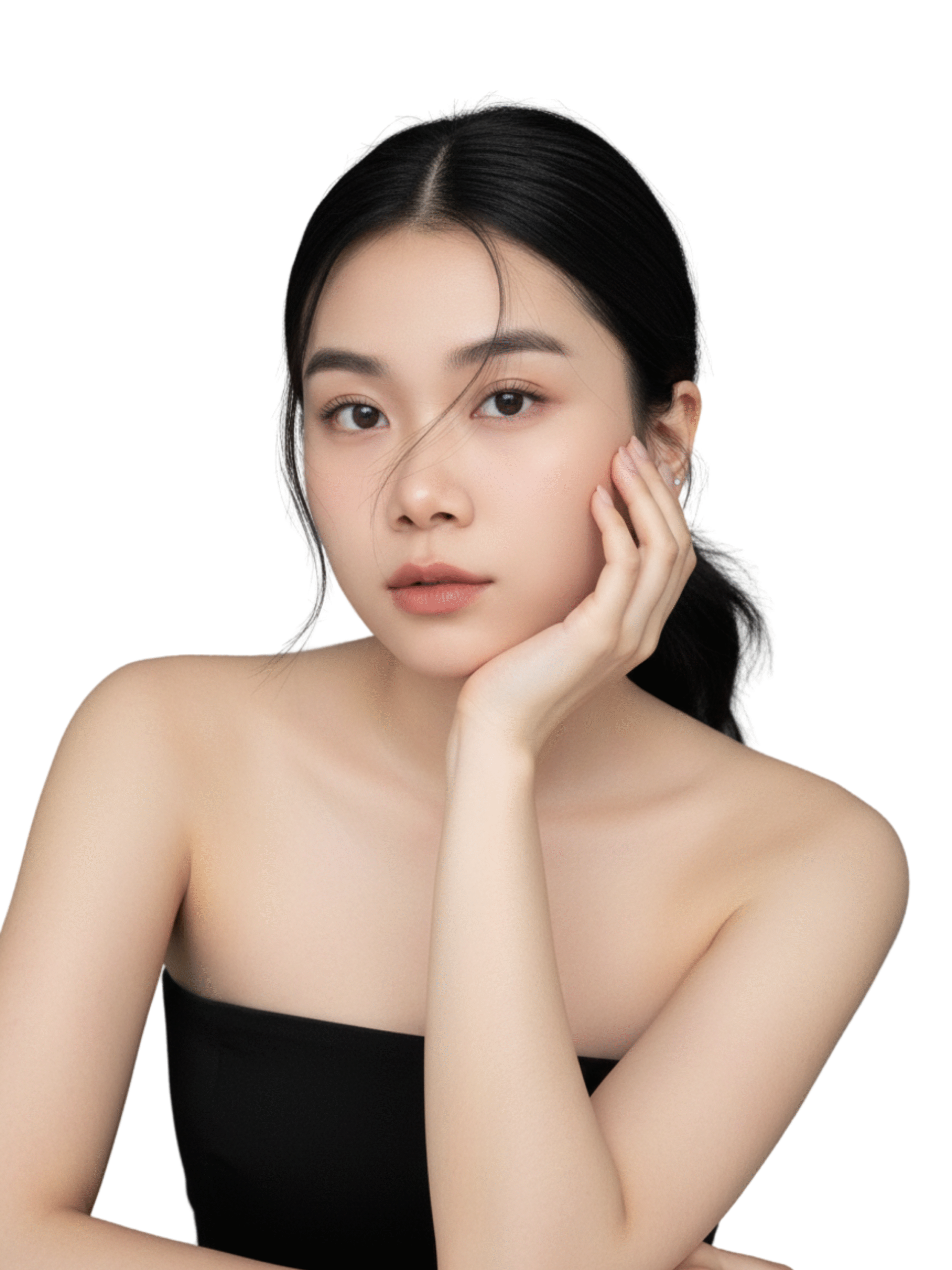 Portrait of Verra, professional lash artist at La Verra Studio, smiling confidently with elegant pose